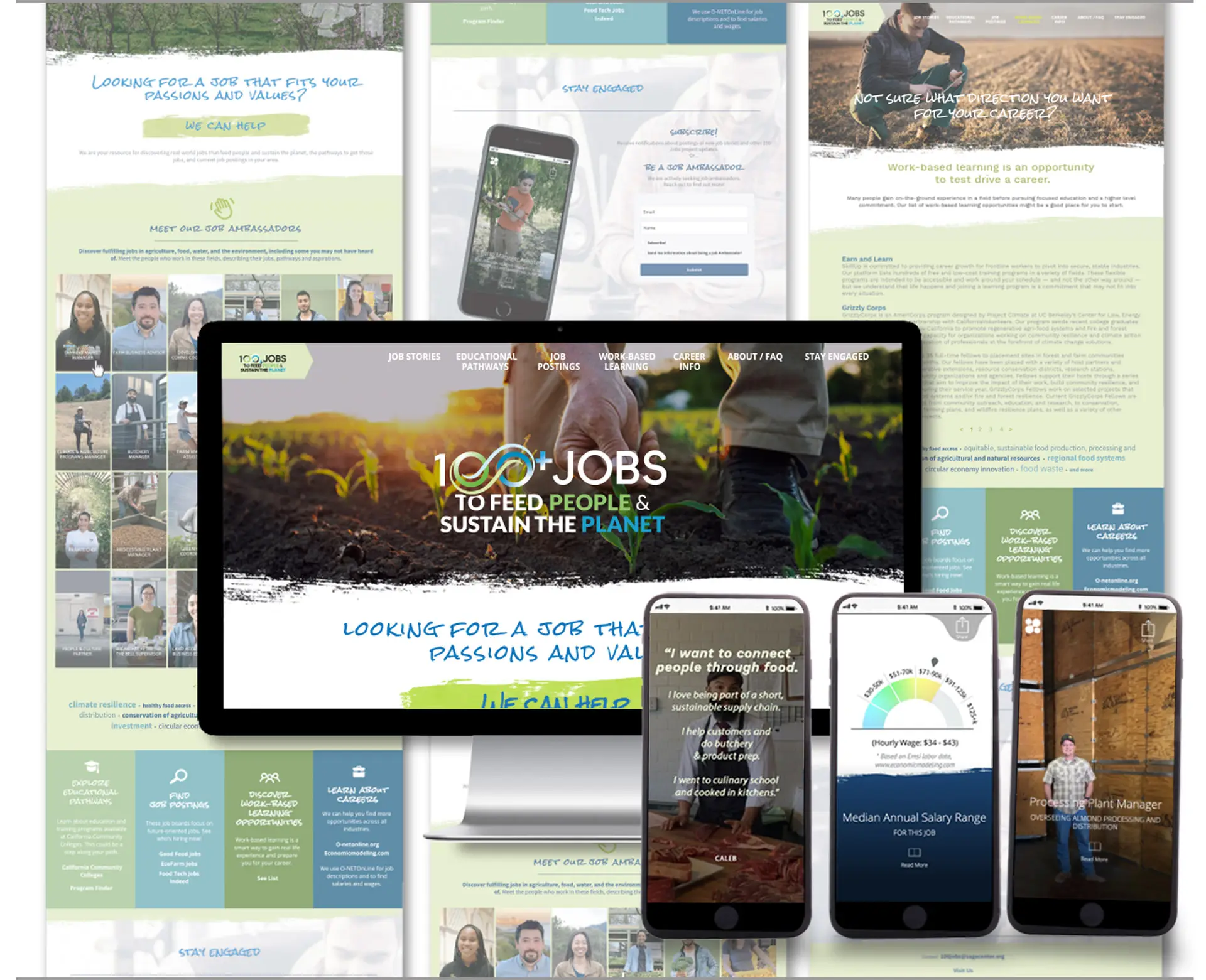 layout of 100+ Jobs website and app design by Digges Design