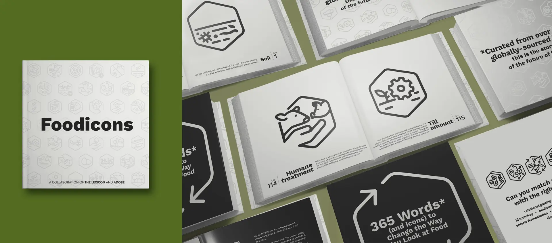 open pages in Foodicons book design by Digges Design